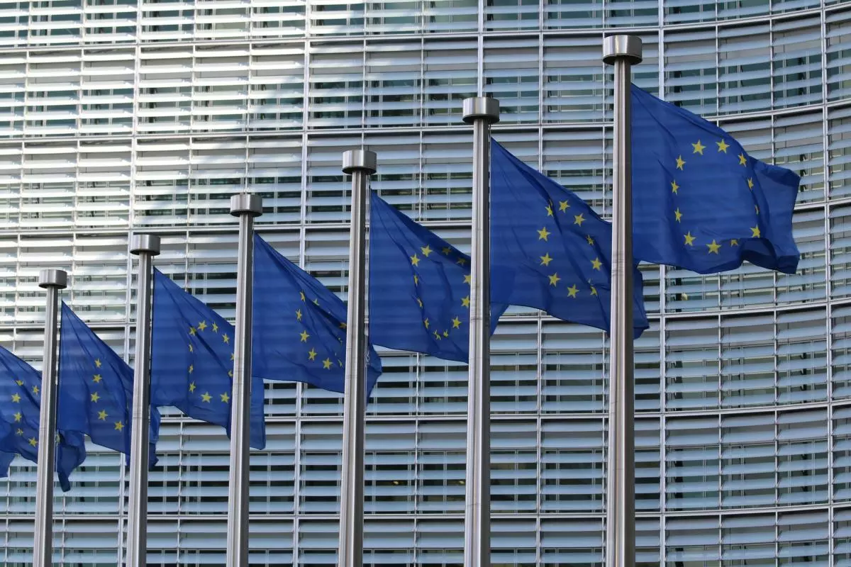 European flags in front of a building