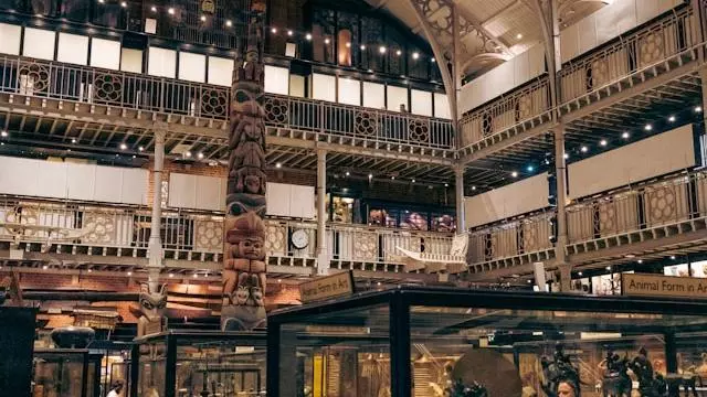 A large room with many shelves and a large glass ceiling
