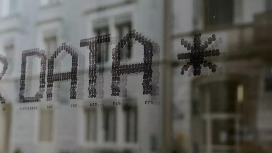 Text DATA written on a glass wall