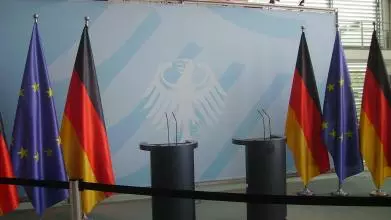 Berlin EU chancellor podium